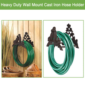 OwnMy bird crest decorative detail on hose holder enhances outdoor wall appeal