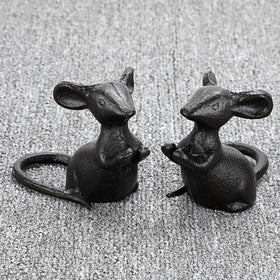 OwnMy cast iron mouse figurine in a backyard garden scene for weather resistant decor