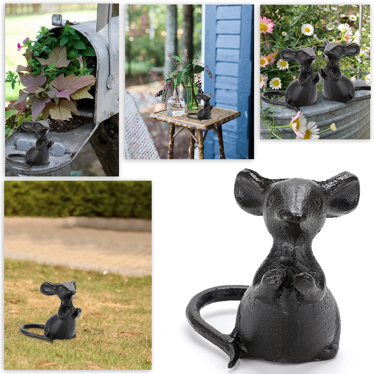 OwnMy cast iron mouse figurine with detailed texture for vintage style