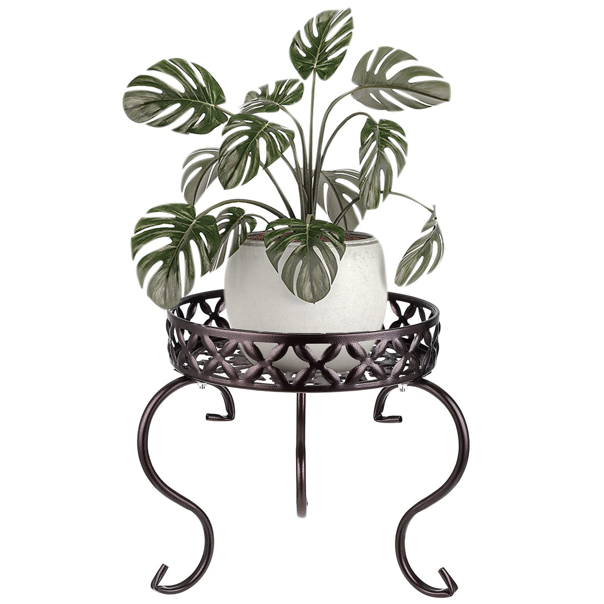 OwnMy metal round plant stand assembly displaying a secure, stylish base for a pot.