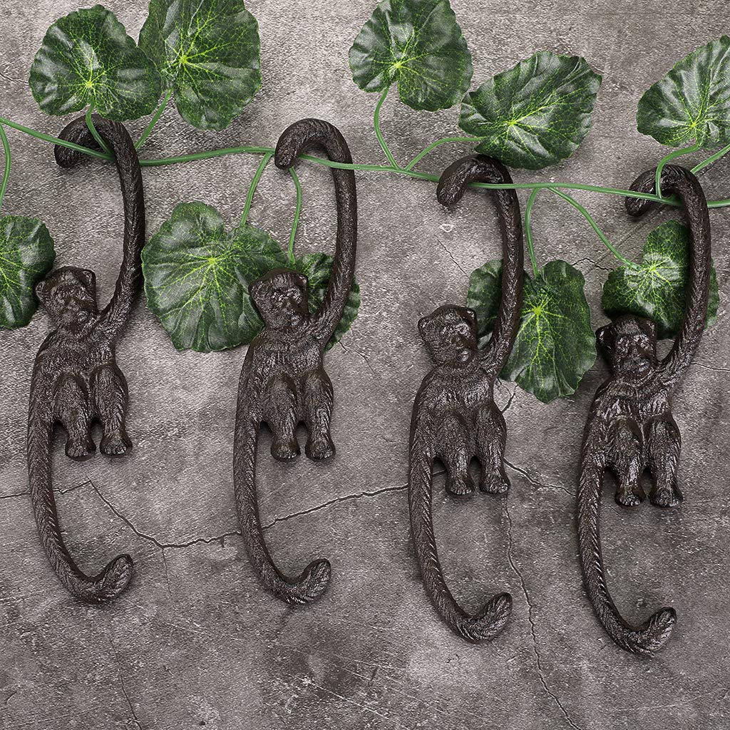 OwnMy monkey hooks 8-inch closeup reveals textured cast iron and durability.