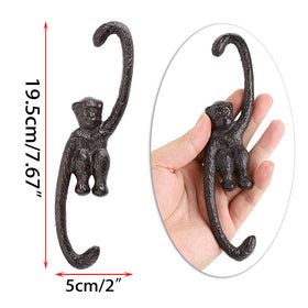 OwnMy monkey hooks 8-inch right view highlights rust-resistant metal for outdoor use.