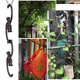 OwnMy monkey hooks 8-inch use in garden demonstrates outdoor hanging options.