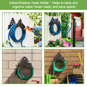 OwnMy outdoor garden hose organizer shown on exterior wall