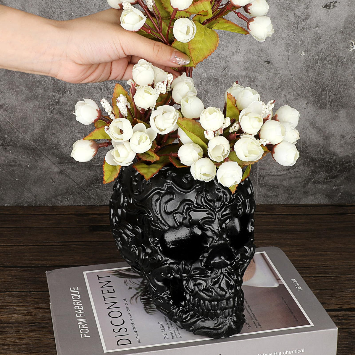 OwnMy resin skull planter DIY organization as pen holder or tray.