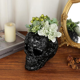 OwnMy resin skull planter Gothic decor enhances Halloween or moody rooms.