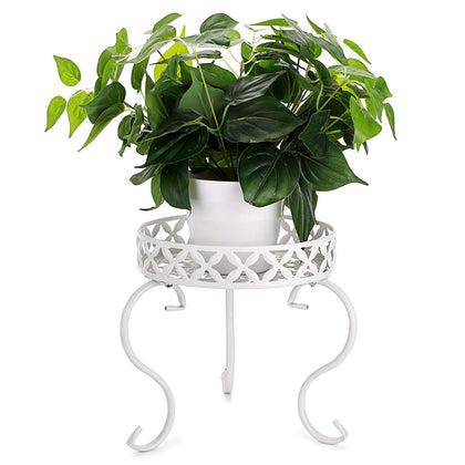 OwnMy round plant stand front view with white rustproof coating.