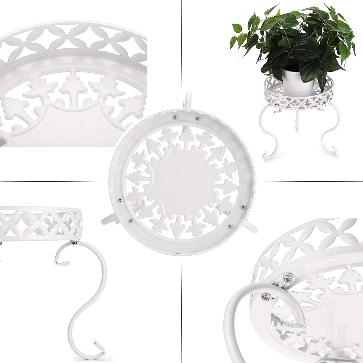 OwnMy round plant stand indoor decor with ceramic pot.