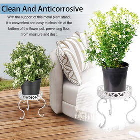 OwnMy round plant stand with plant for versatile display.