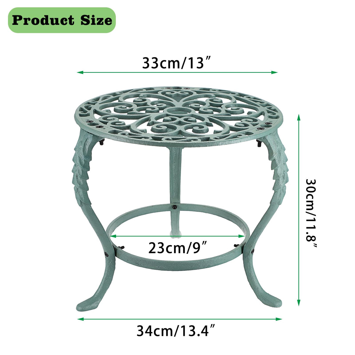 OwnMy vintage cast-iron stand with top detail highlighting retro pattern.