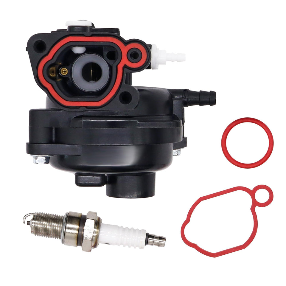 OXCANO 799583 carburetor with spark plug front view showing Briggs & Stratton compatibility