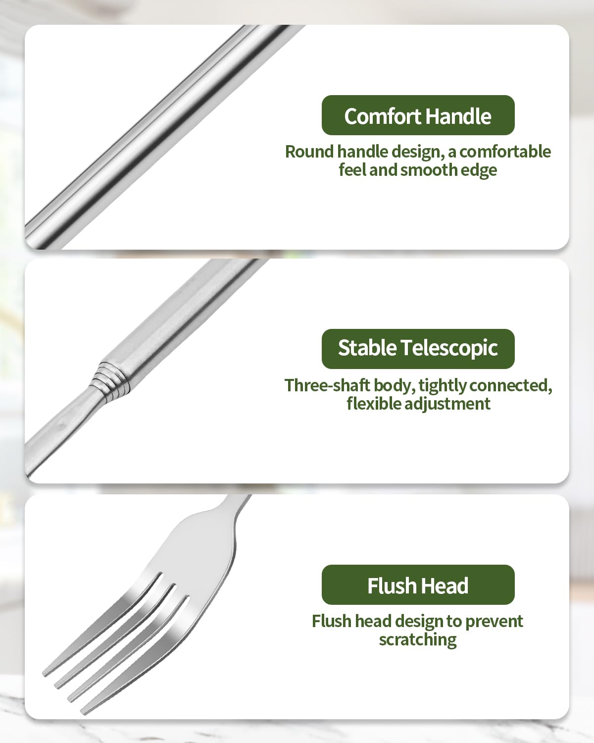 OXDFK extendable fork beside BBQ grill for safe, near-grill serving.