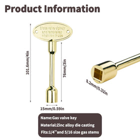 OXDFK gas valve key for fire pits with durable chrome finish and corrosion resistance.