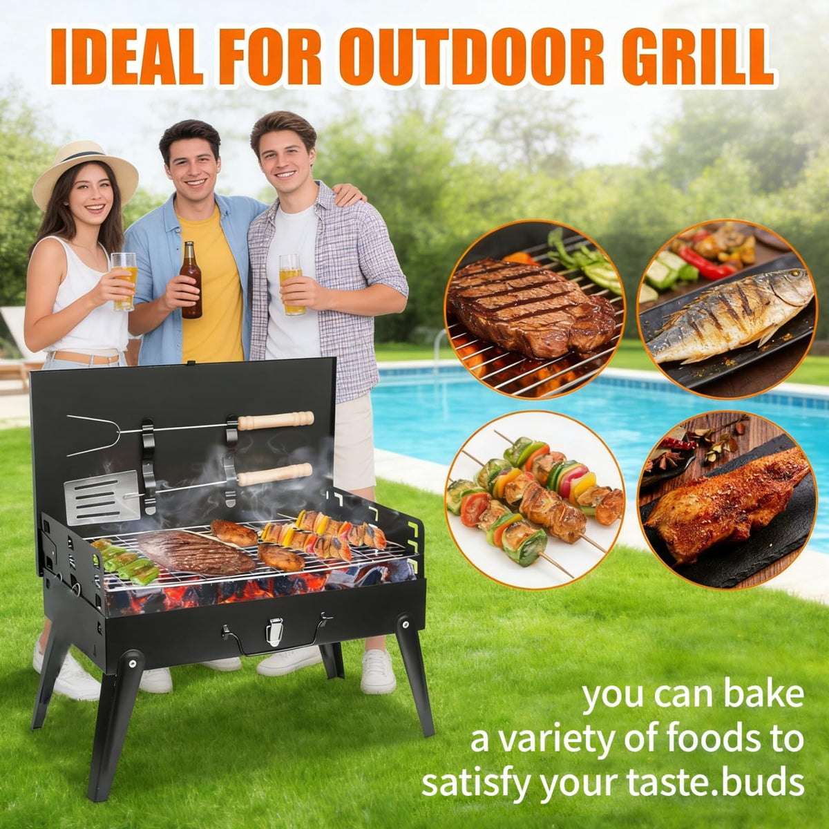 Oxirexe detachable ash catcher makes cleanup quick after outdoor cooking.