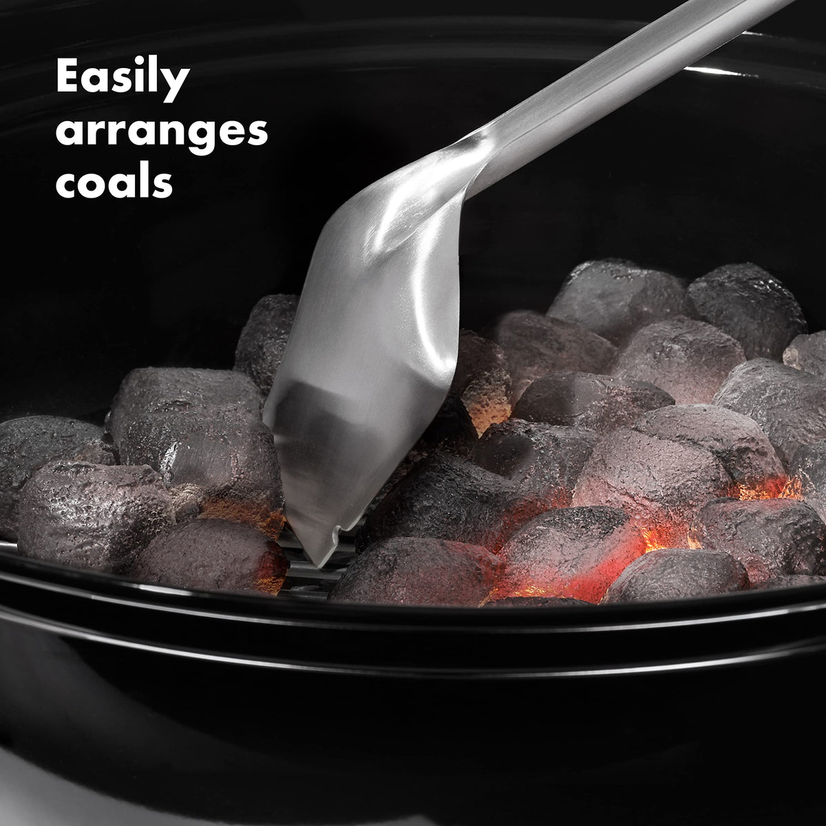 OXO coal rake ash scoop cleans grill interior efficiently