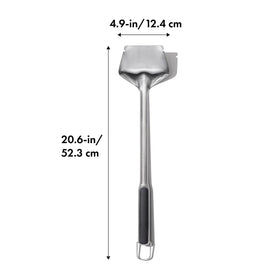OXO coal rake grate lifter with notches safely lifting hot grates