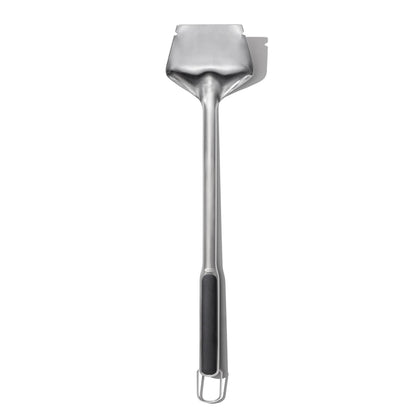 OXO outdoor coal rake head directs coals for direct or indirect grilling