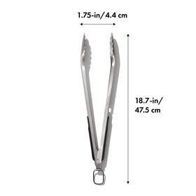 OXO Outdoor Grilling Tongs with angled heads grip large vegetables and thick cuts securely