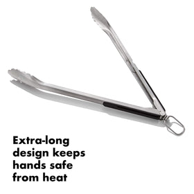 OXO Outdoor Grilling Tongs feature extra-long design to keep hands away from heat