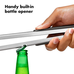 OXO Outdoor Grilling Tongs offer soft, non-slip handle for comfortable control