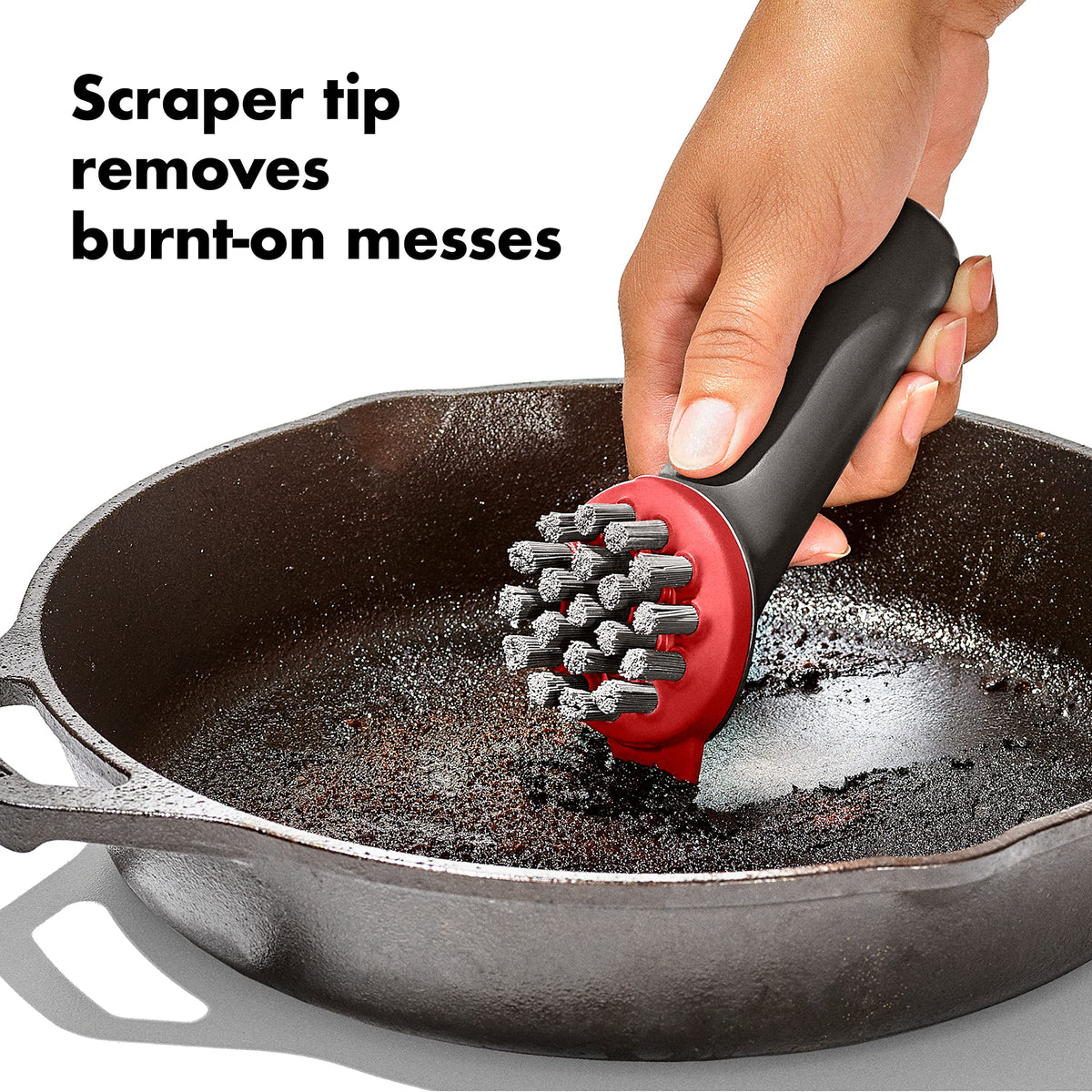 OXO Outdoor Heavy Duty Brush with Cover scraper tip tackling grease effectively