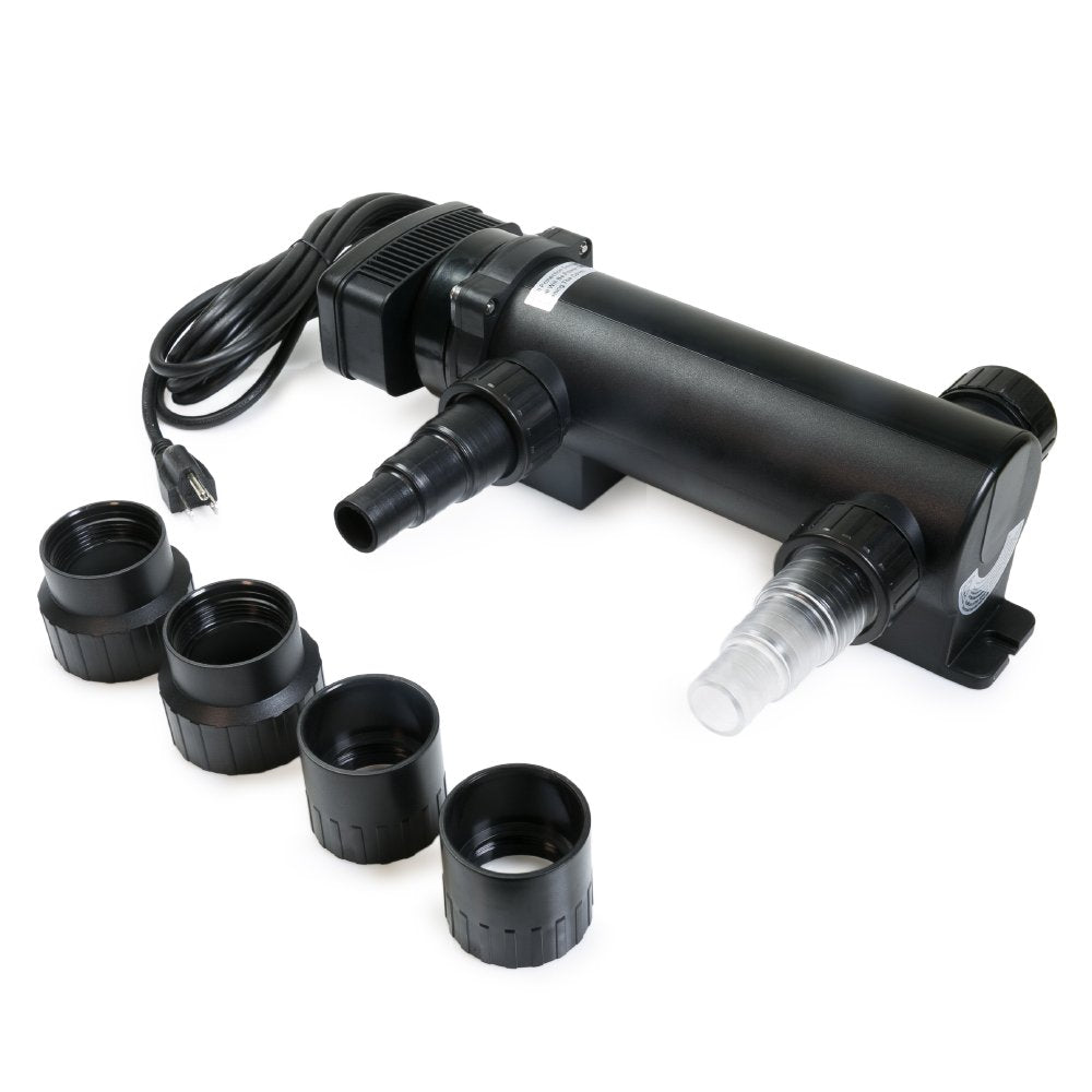OXYFUL 18W UV light clarifier mounted in aquarium setup enhances water clarity