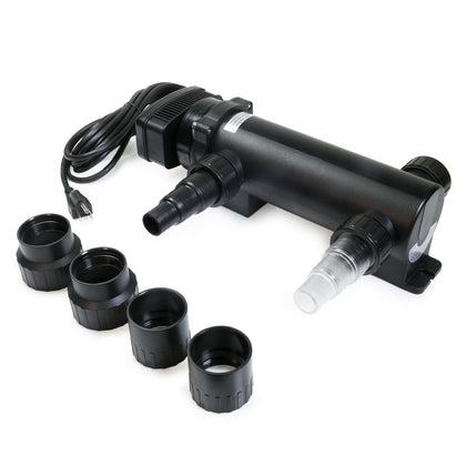 OXYFUL 18W UV light clarifier mounted in aquarium setup enhances water clarity