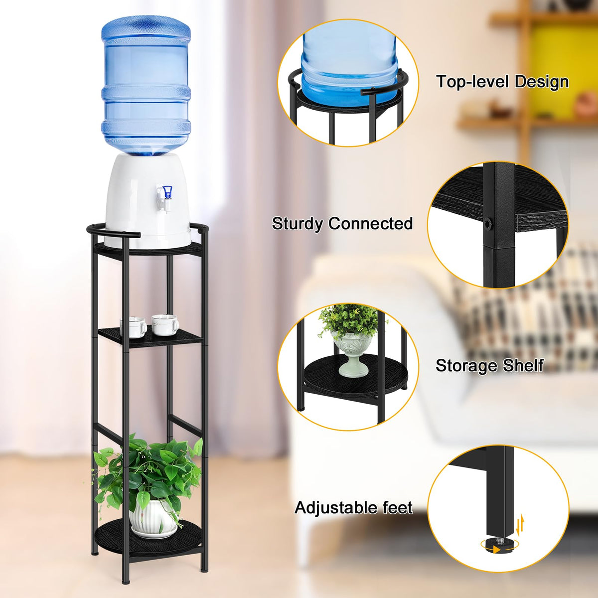 OYEAL bottom shelf displaying a plant for versatile decor