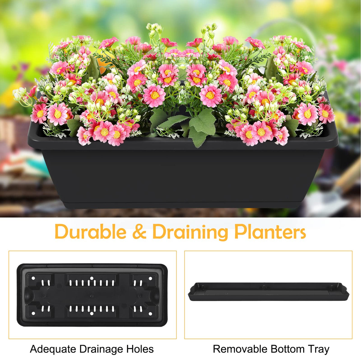 OYEAL drainage holes and removable bottom tray support healthy watering.