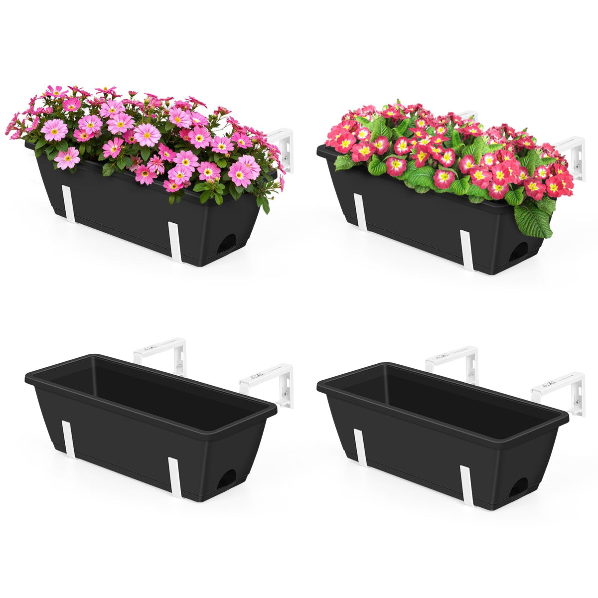 OYEAL outdoor railing planter mounted on a fence for aesthetic appeal