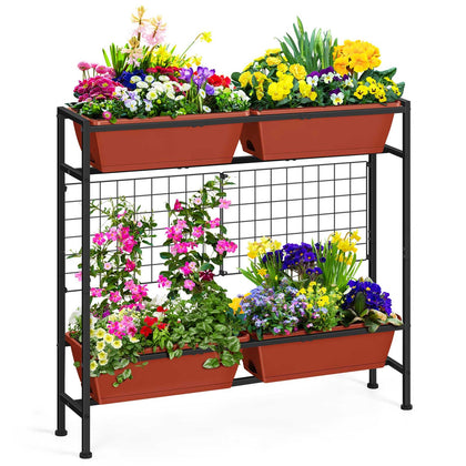 OYEAL raised garden bed with legs and trellis for easy-access balcony gardening.