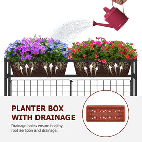 OYEAL red raised garden bed with trellis ideal for vertical growth of tomatoes and peppers.