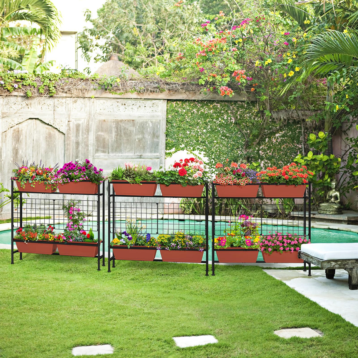 OYEAL sturdy plastic boxes with a metal frame offer rust-resistant, weatherproof durability.