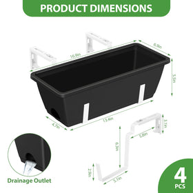 OYEAL window box brackets displayed with adjustable mounting on a railing
