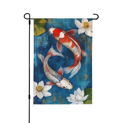 oyebn two koi fish garden flag 12x18 front view, durable outdoor decor