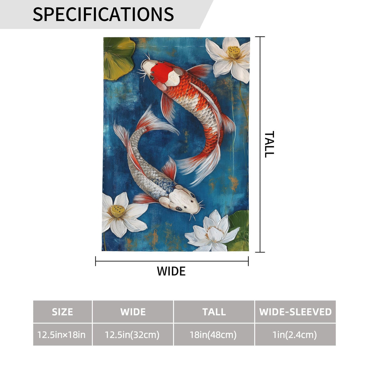 oyebn two koi fish garden flag 12x18 yard display, vibrant outdoor colors