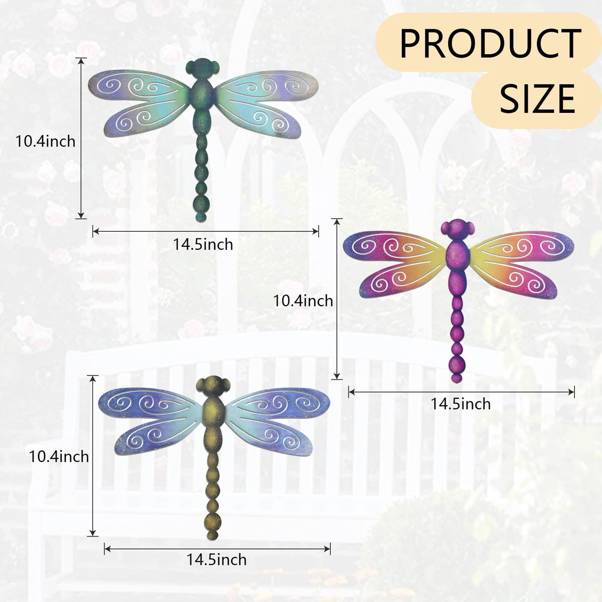 OYEFLY dragonfly wall decor Style 2 metal frame adds subtle garden shimmer