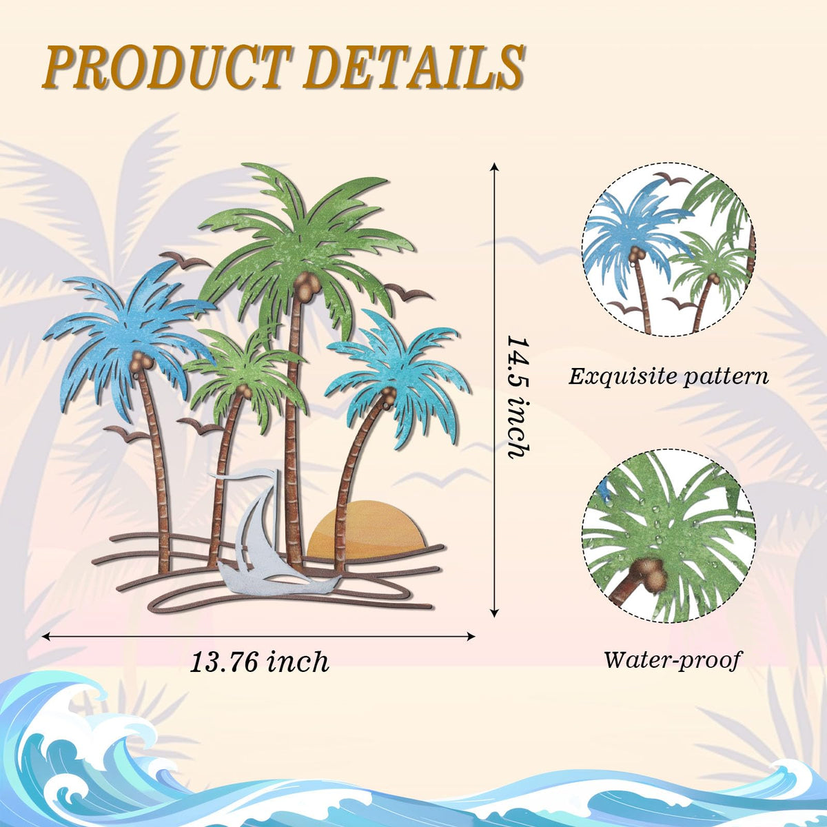 OYEFLY metal tropical beach wall art brings seaside style to living rooms.