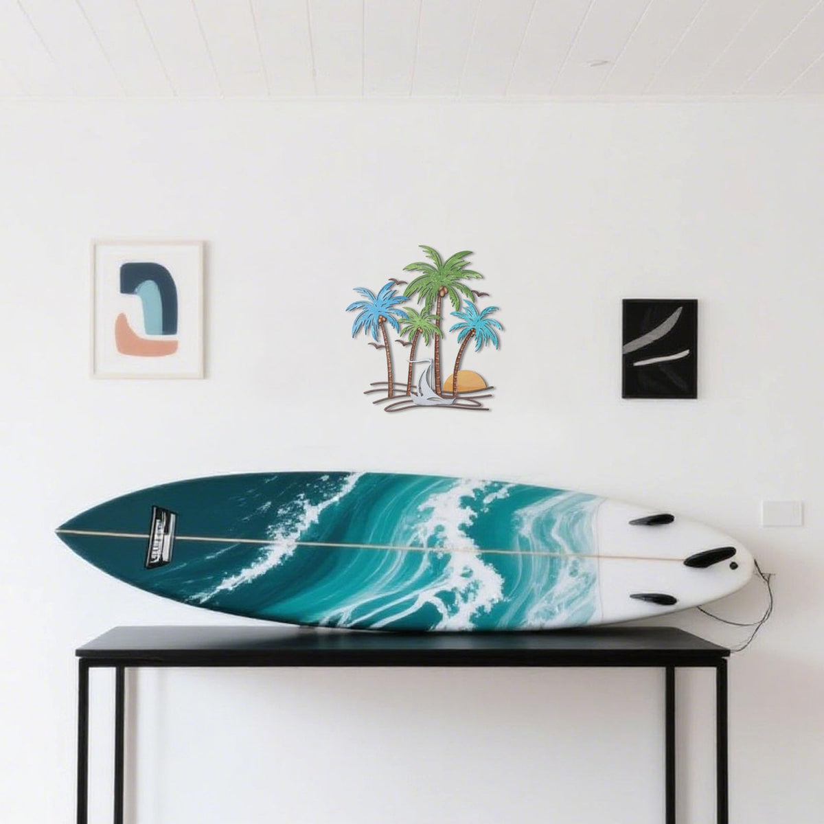 OYEFLY metal tropical beach wall art suits kitchens for island-style ambiance.