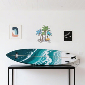 OYEFLY metal tropical beach wall art suits kitchens for island-style ambiance.