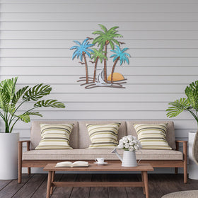 OYEFLY metal tropical beach wall art enhances hallways with coastal focal points.