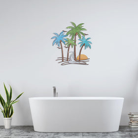 OYEFLY metal tropical beach wall art complements offices with tropical calm.