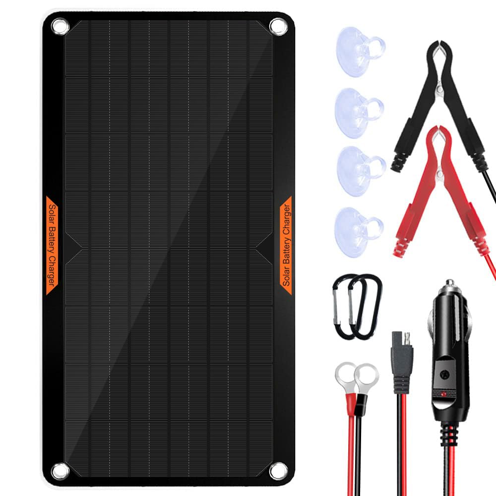 OYMSAE 10W solar panel charger with indicator lights for sun powered top offs