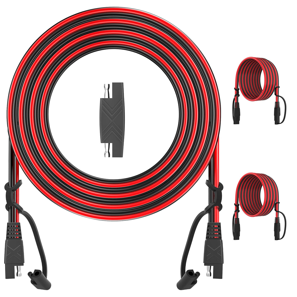 OYMSAE 12ft SAE extension cable with red and black leads for reliable power connections.