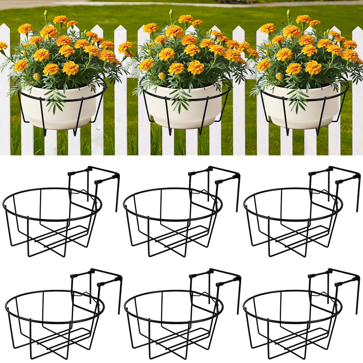 OYMVEKIK adjustable railing planter on a balcony rail for easy outdoor display.