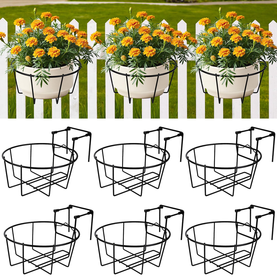 OYMVEKIK adjustable railing planter on a balcony rail for easy outdoor display.