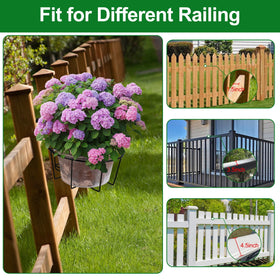 OYMVEKIK adjustable hook lengths fit railings 1.5 to 4.5 inches.