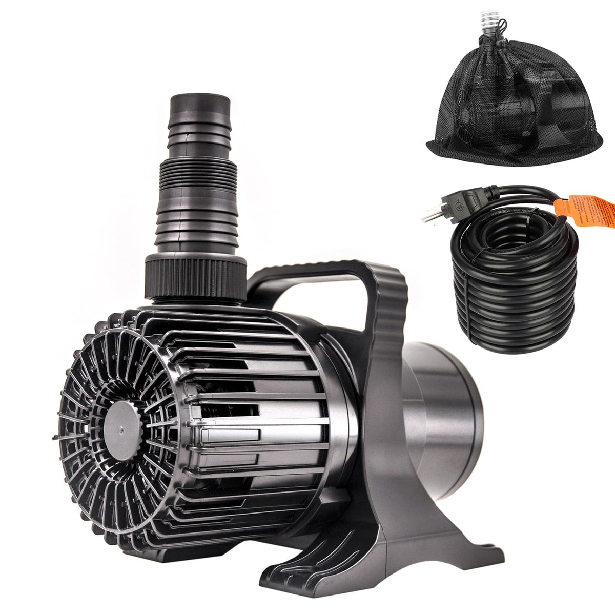 OYO WATER outdoor pond pump creating a dramatic waterfall in the yard