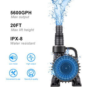 OYO WATER 305W submersible motor powering pond circulation