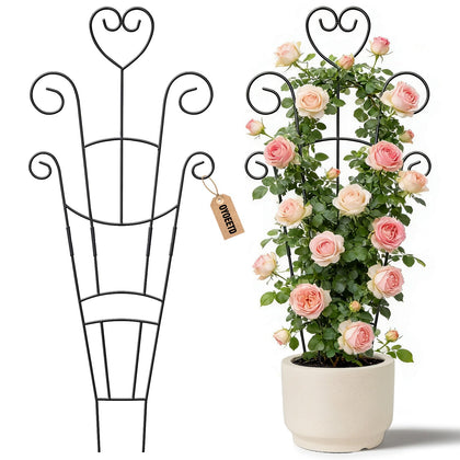 OYOEETD 30-inch heart trellis front view; sturdy iron design supports ivy and pothos.